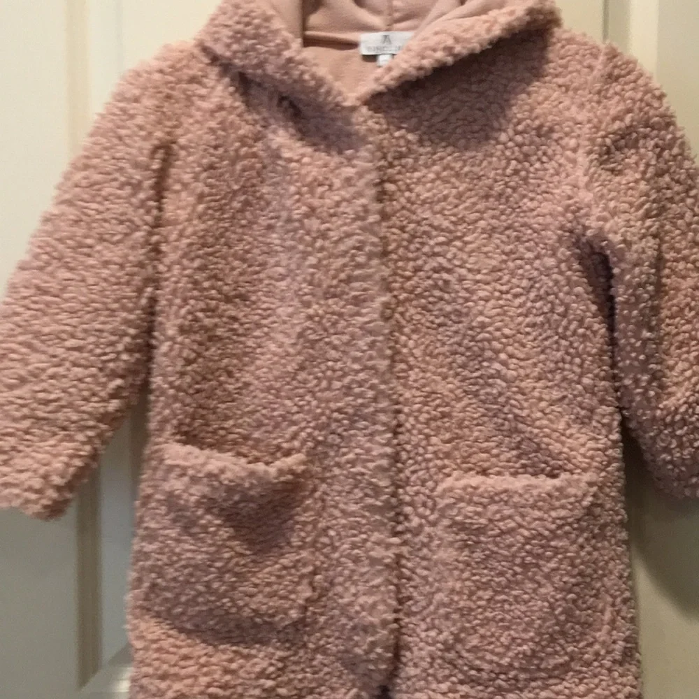 Pinolini girls button down hooded popcorn coat/super soft lined kids size 7 pink